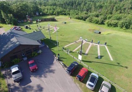 Arial view of trap fields 2 and 3 and the skeet field. 